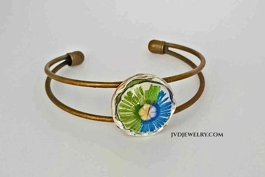 Adjustable handcrafted antique copper adjustable cuff bracelet