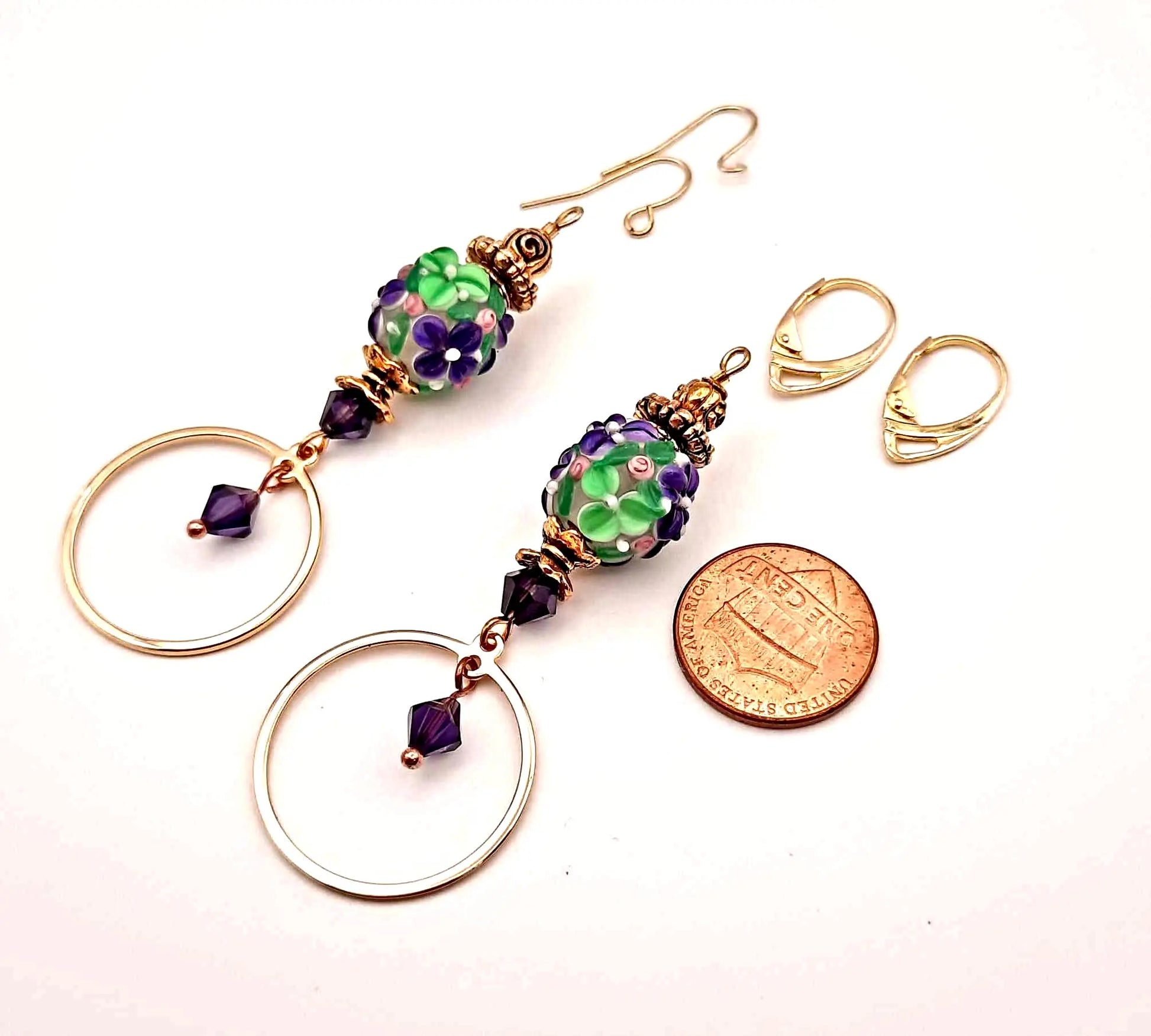 Lampwork Flower Handmade Earrings