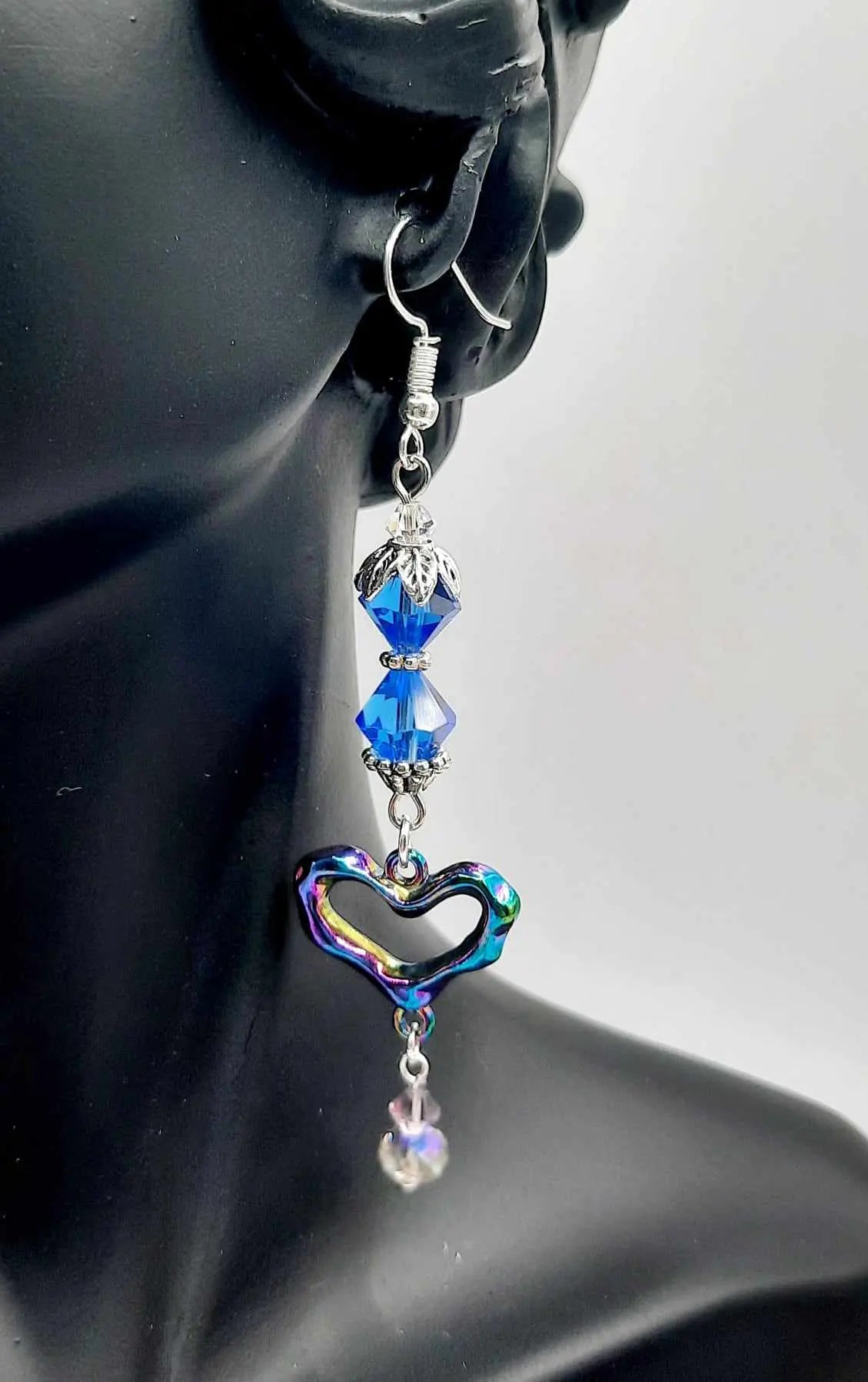 Ion plating rainbow heart connector Earrings