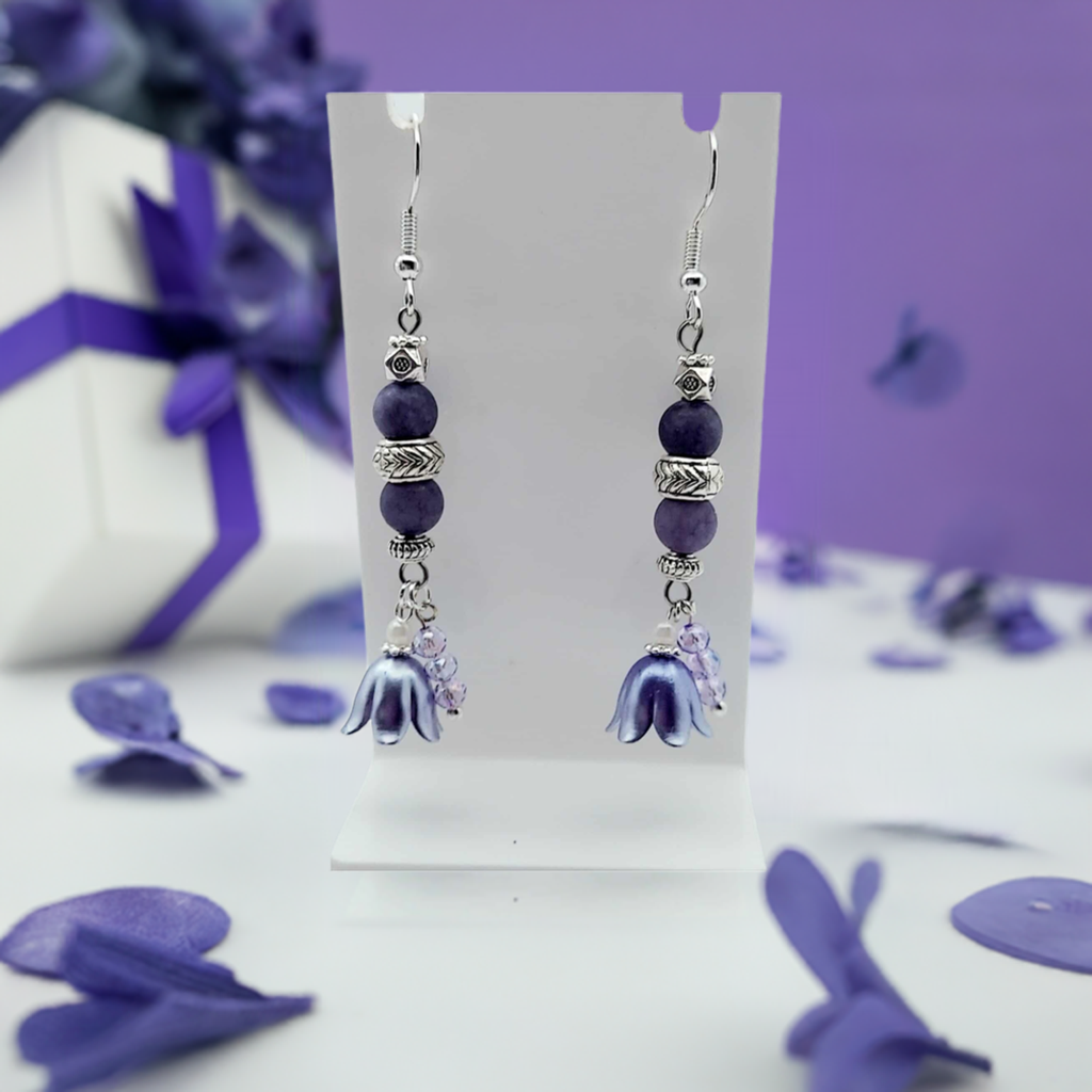 Acrylic flower Cala purple Gemstones Earrings