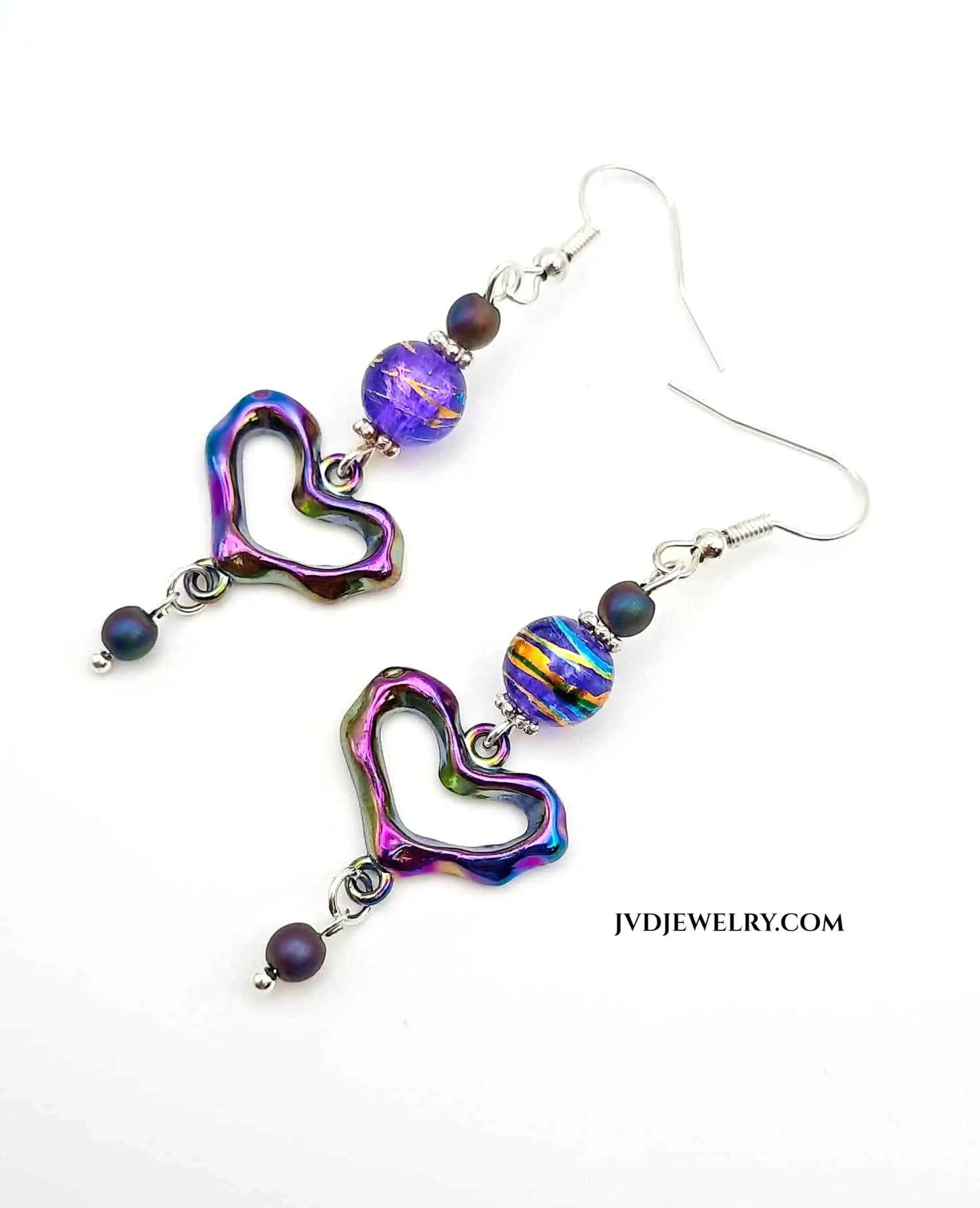 Rainbow heart earrings