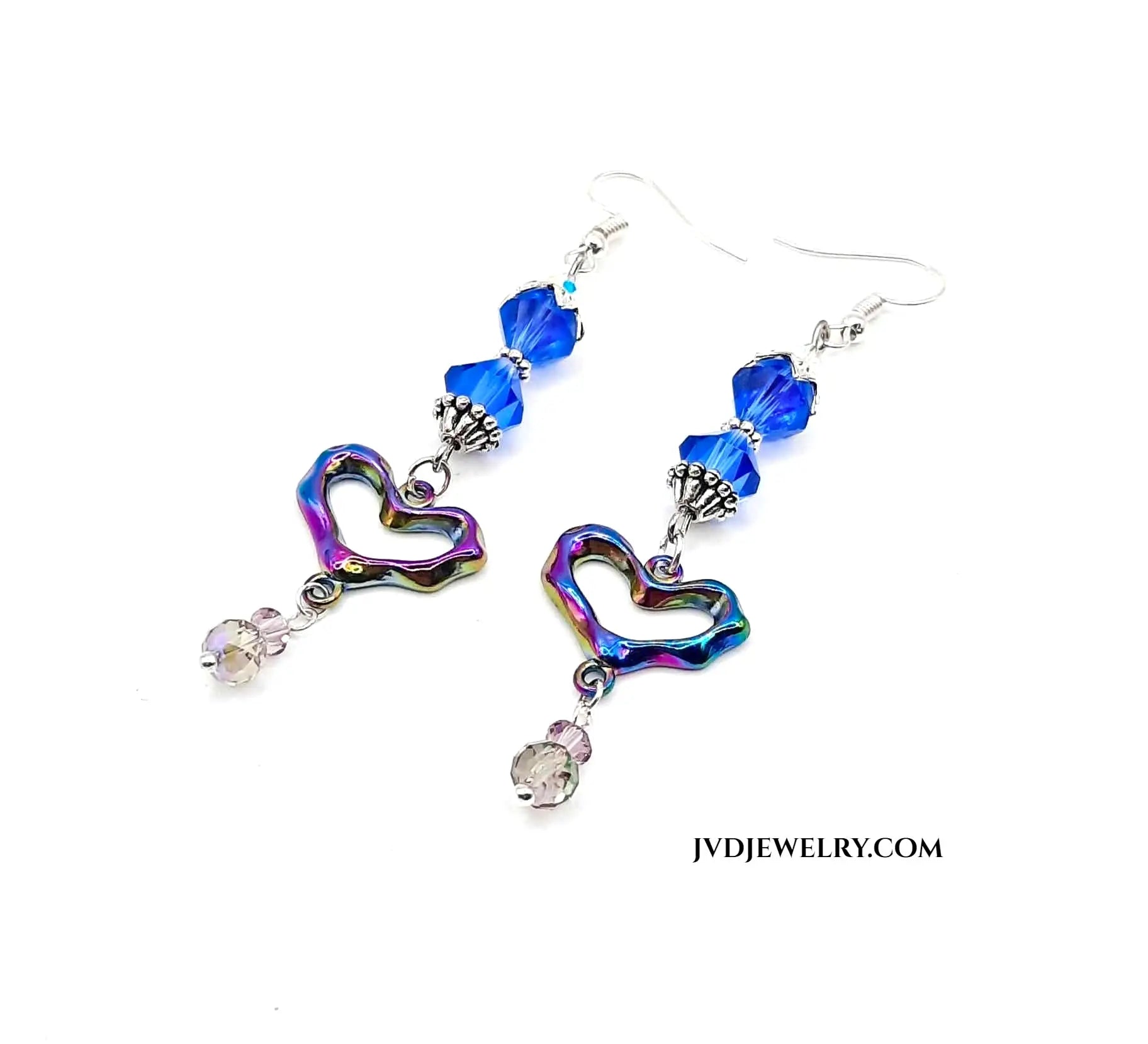 Ion plating rainbow heart connector Earrings