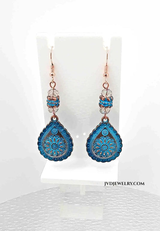 Patina drop with Crystal Earrings