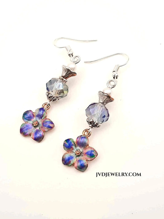 Hand painted flower earrings
