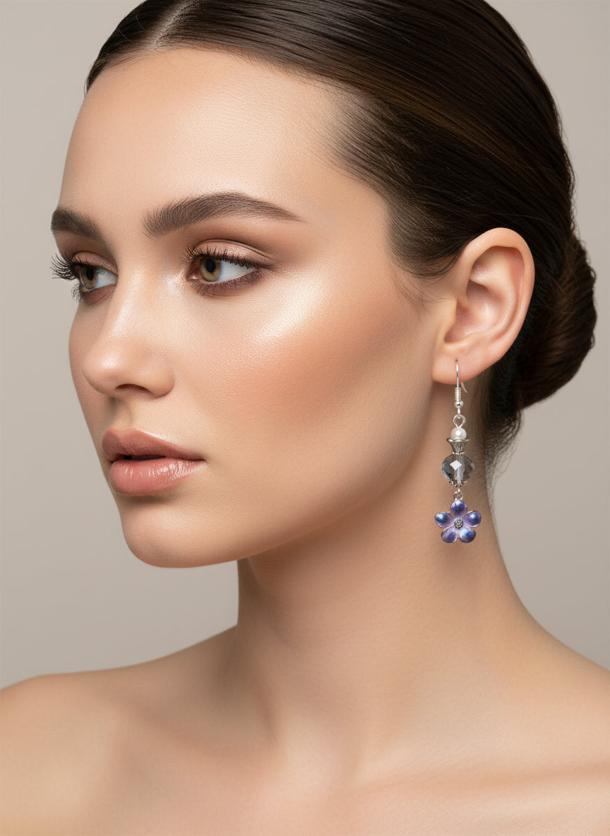 Hand painted flower earrings