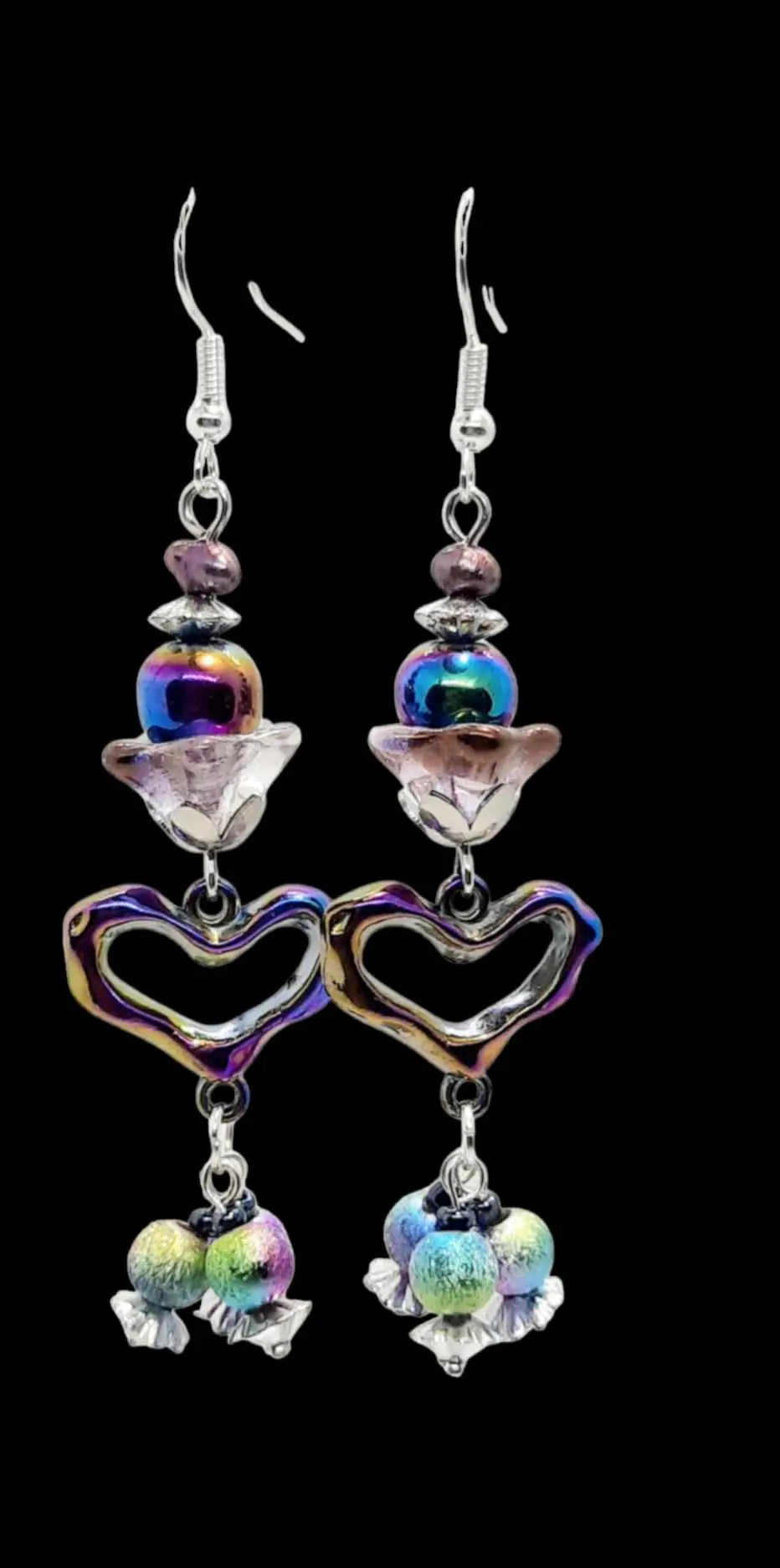 Rainbow color Czech flower handcrafted by Josie's earrings