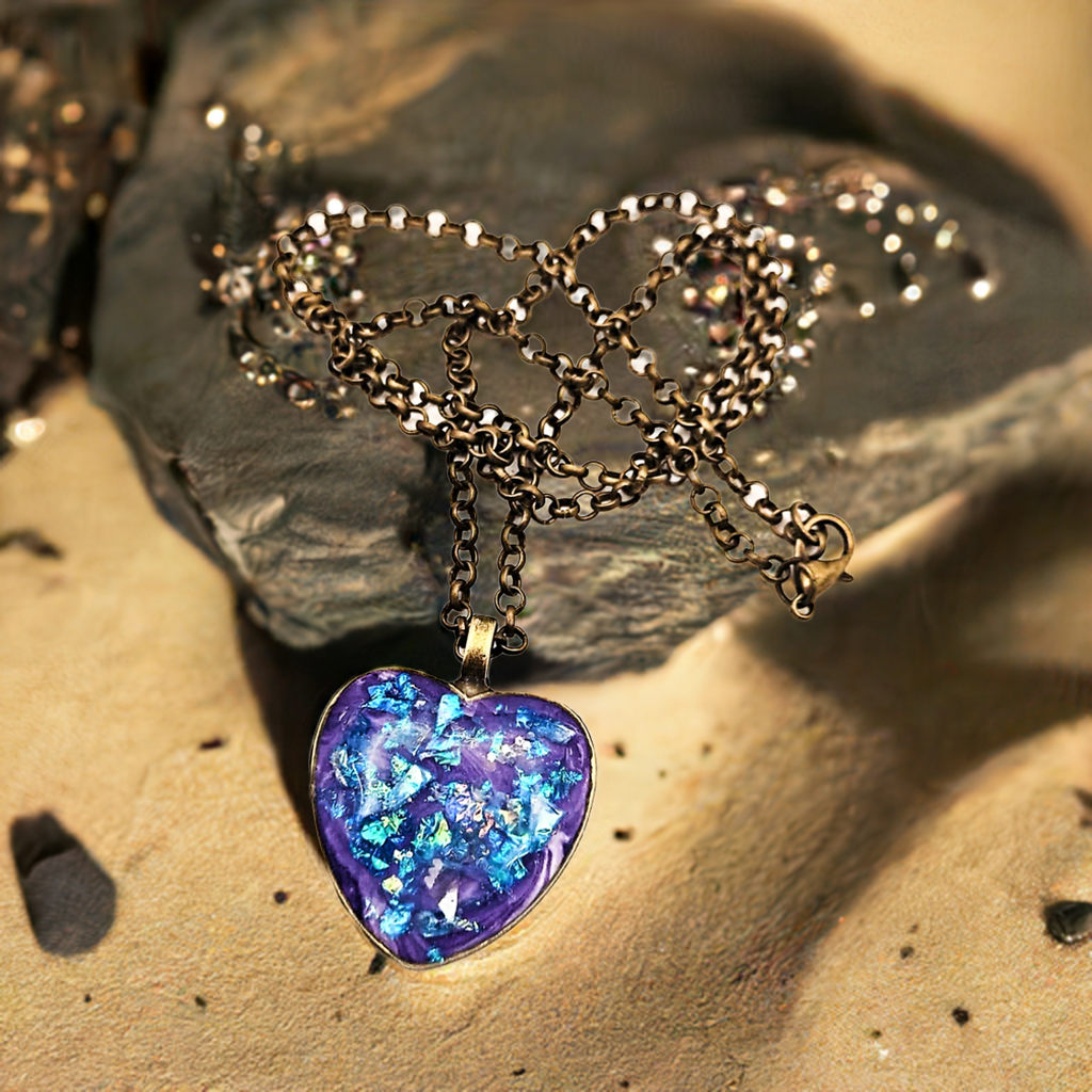 Unique Resin art pendant Necklace heart