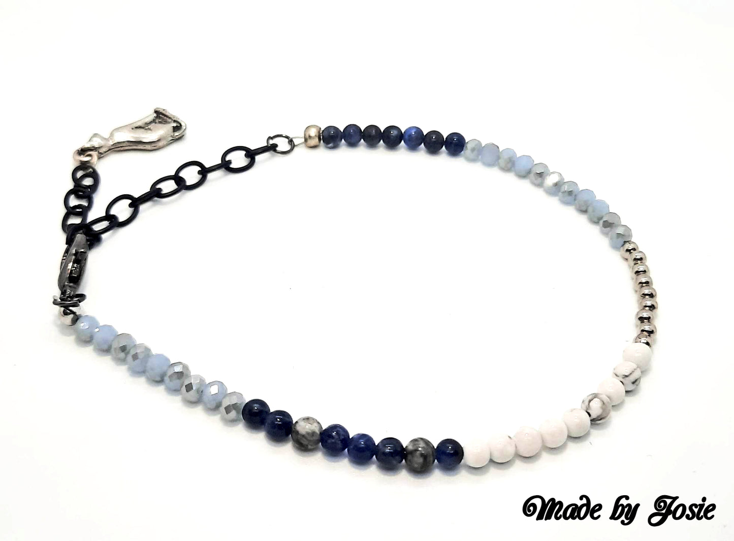 Ankle Bracelet with stones and silver beads