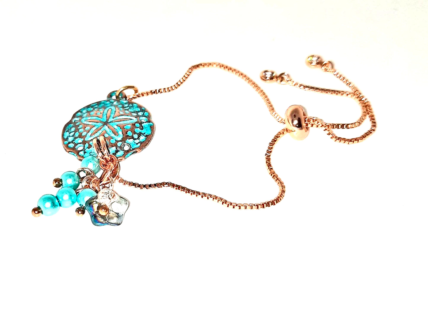 Adjustable Rose Gold patina shell bracelet