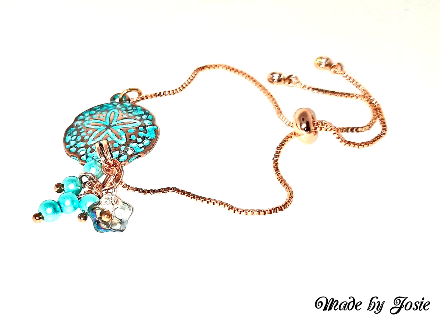 Adjustable Rose Gold patina shell bracelet