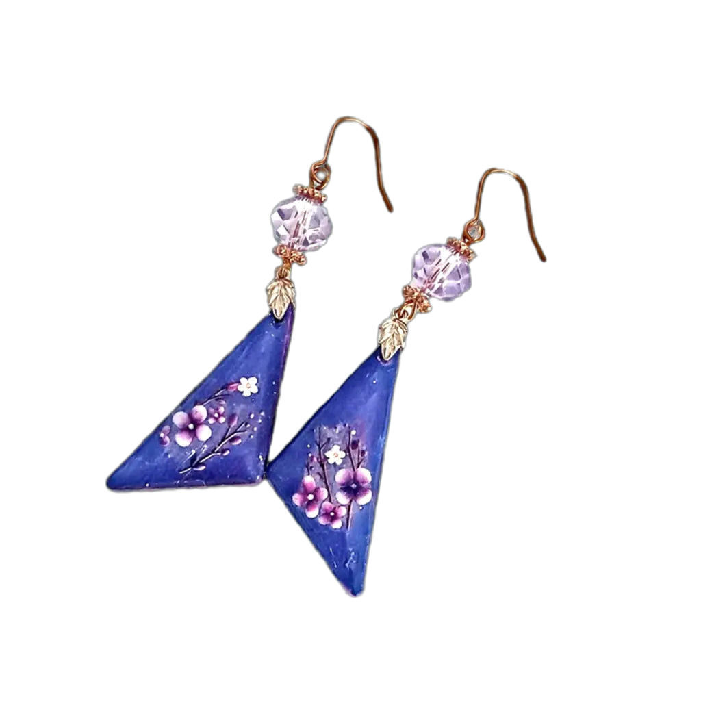 Flowers Resincrete Earrings Purple