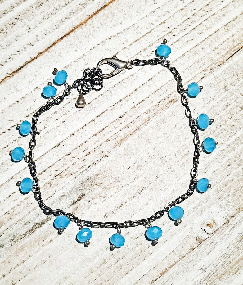 Blue crystal anklet