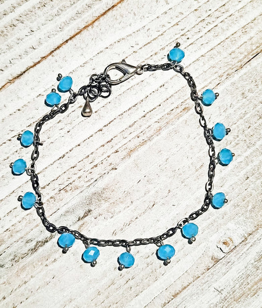 Blue crystal anklet