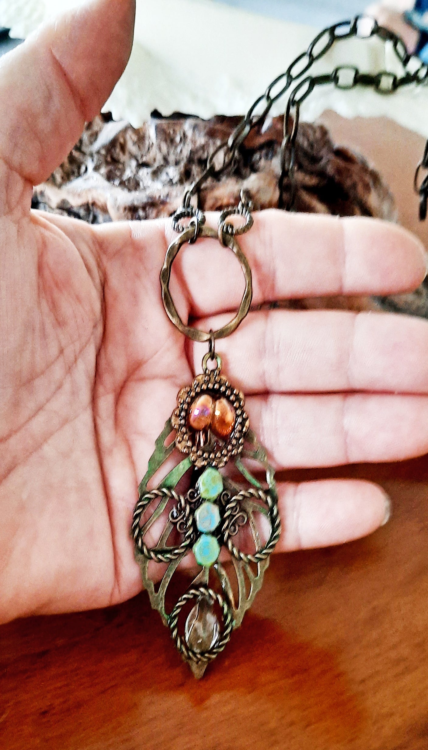 Boho style leaf necklace