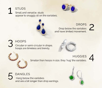 What are the types of earrings?
