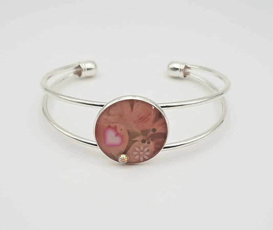 Adjustable shabby chic style silver bracelet handcrafted by Josie's - Image #1