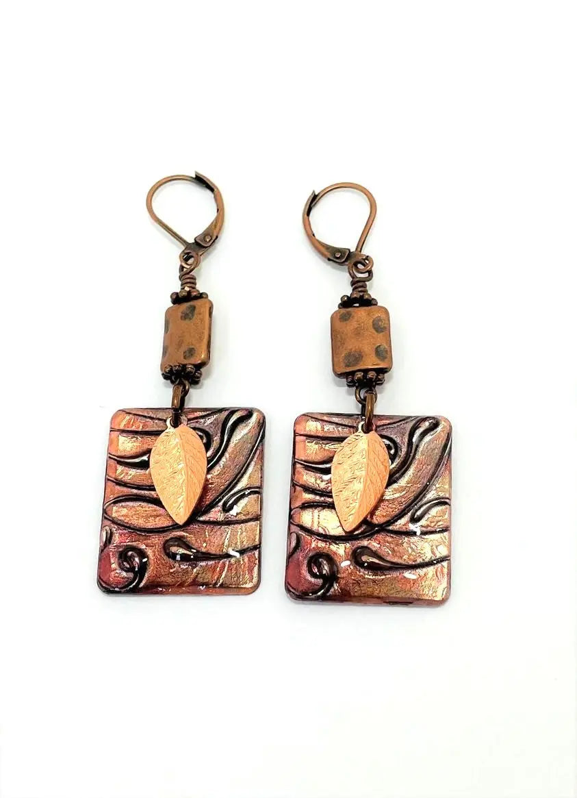 Antique Copper Color Earrings by Linda - Image #1