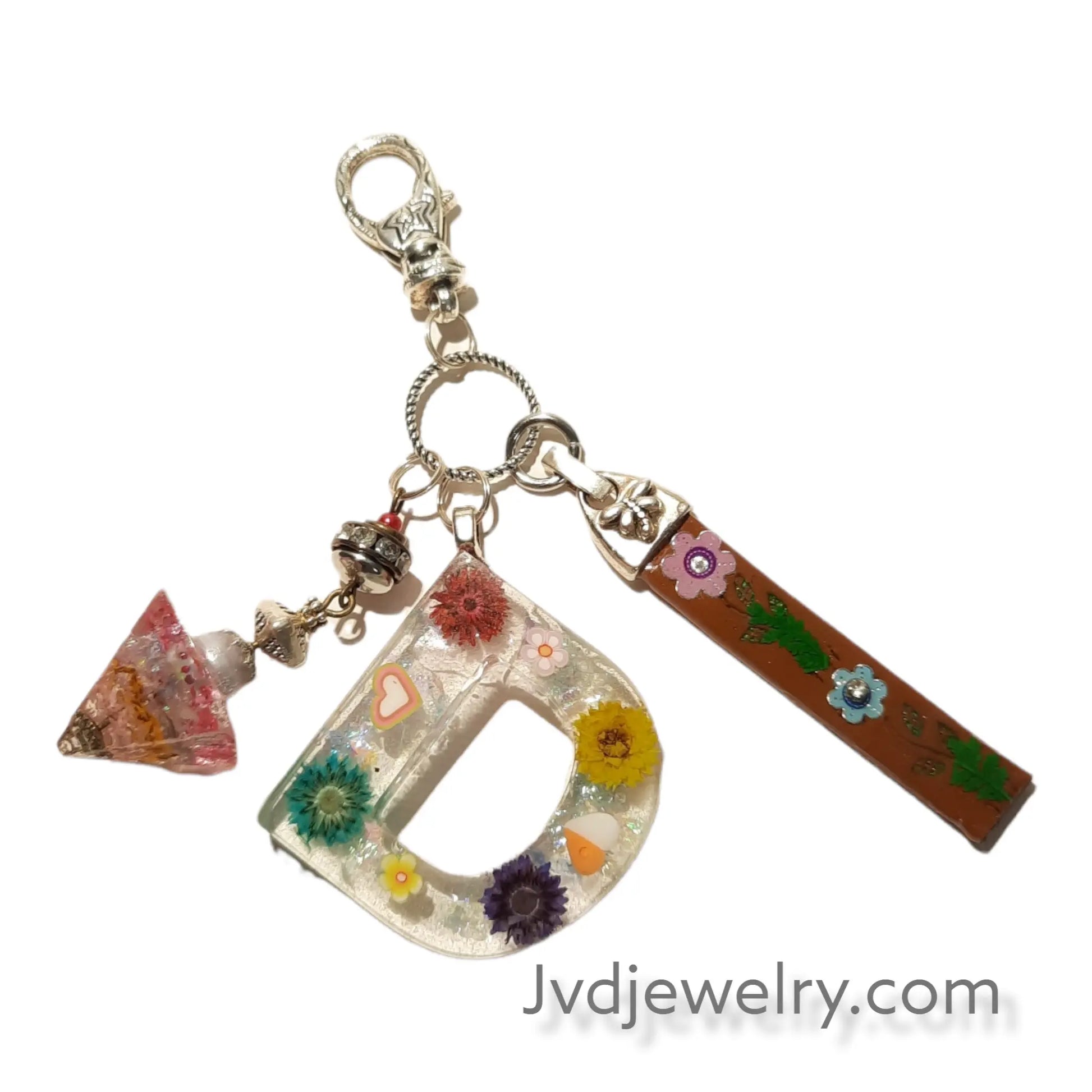 Letter initial resin dried flowers key chain accessories - Image #5