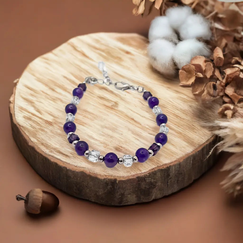 Purple Stone silver stone Bracelet - Image #2