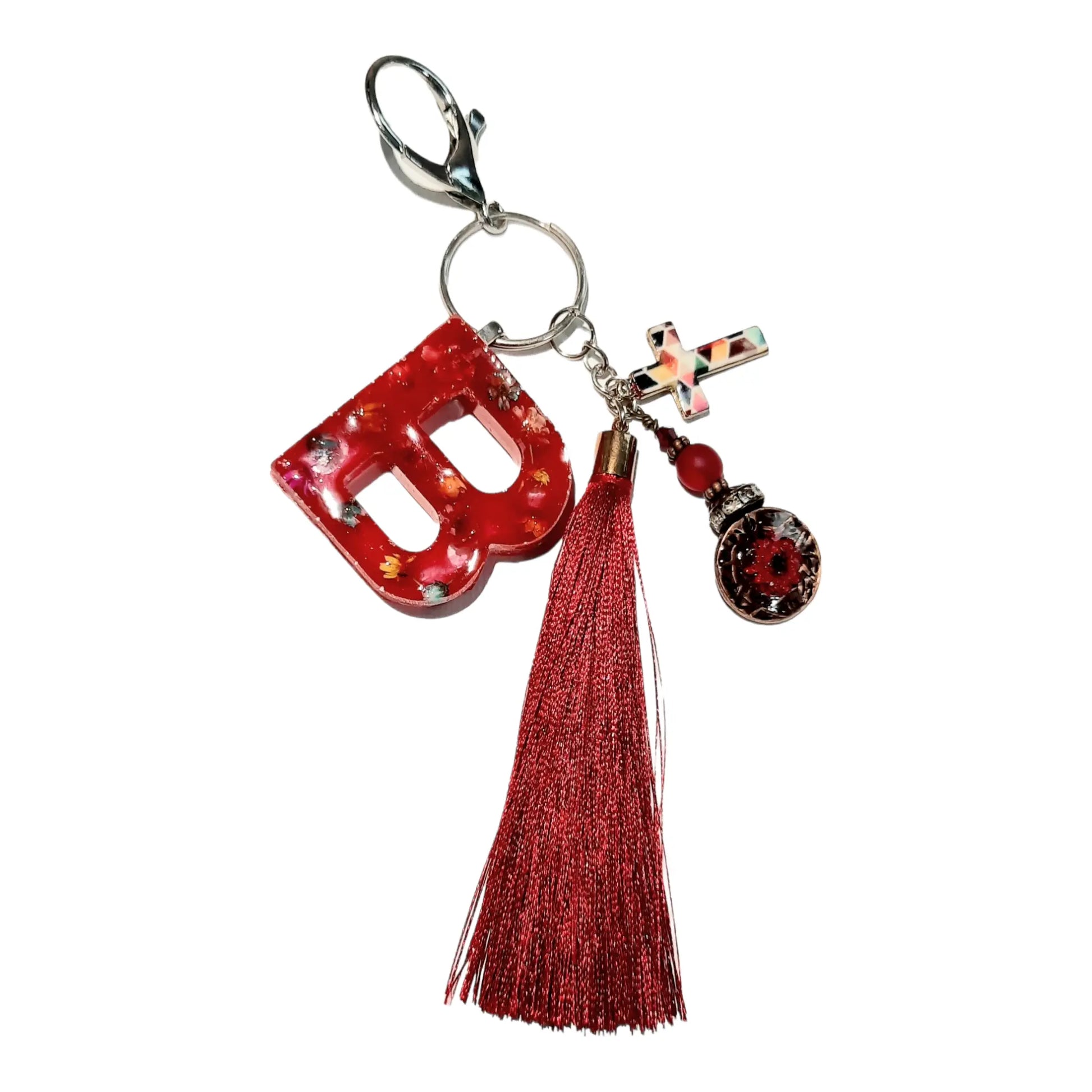 Letter initial resin dried flowers key chain accessories - Image #3