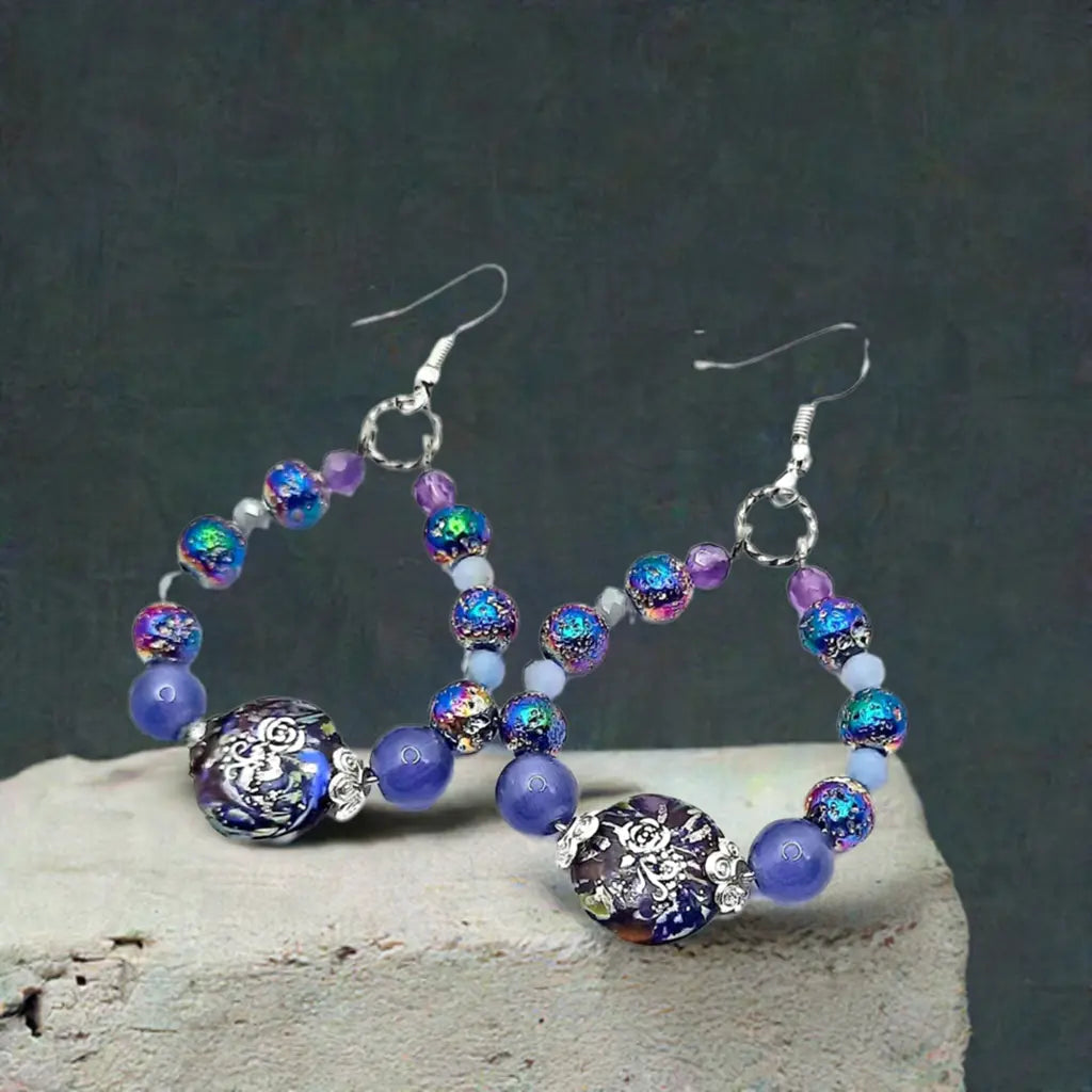 Purple lover hoop Earrings - Image #2