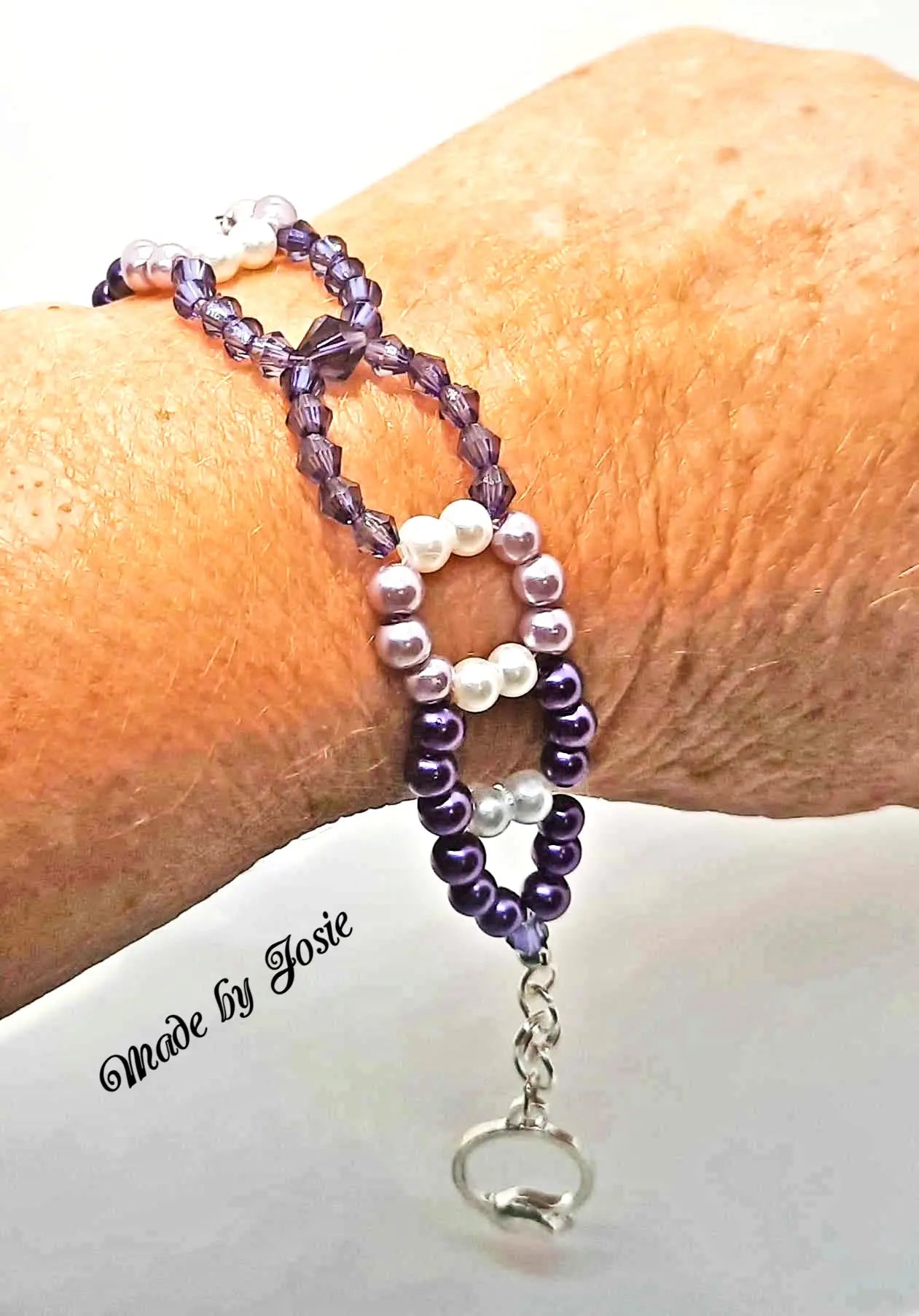 Glass pearl beaded bracelet purple - Image #2