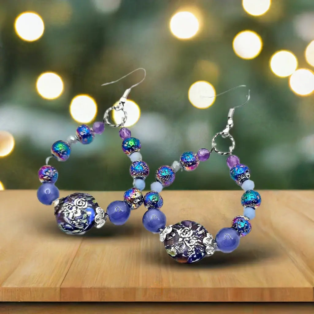 Purple lover hoop Earrings - Image #2