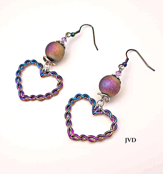 Ion plating heart earrings - Image #1