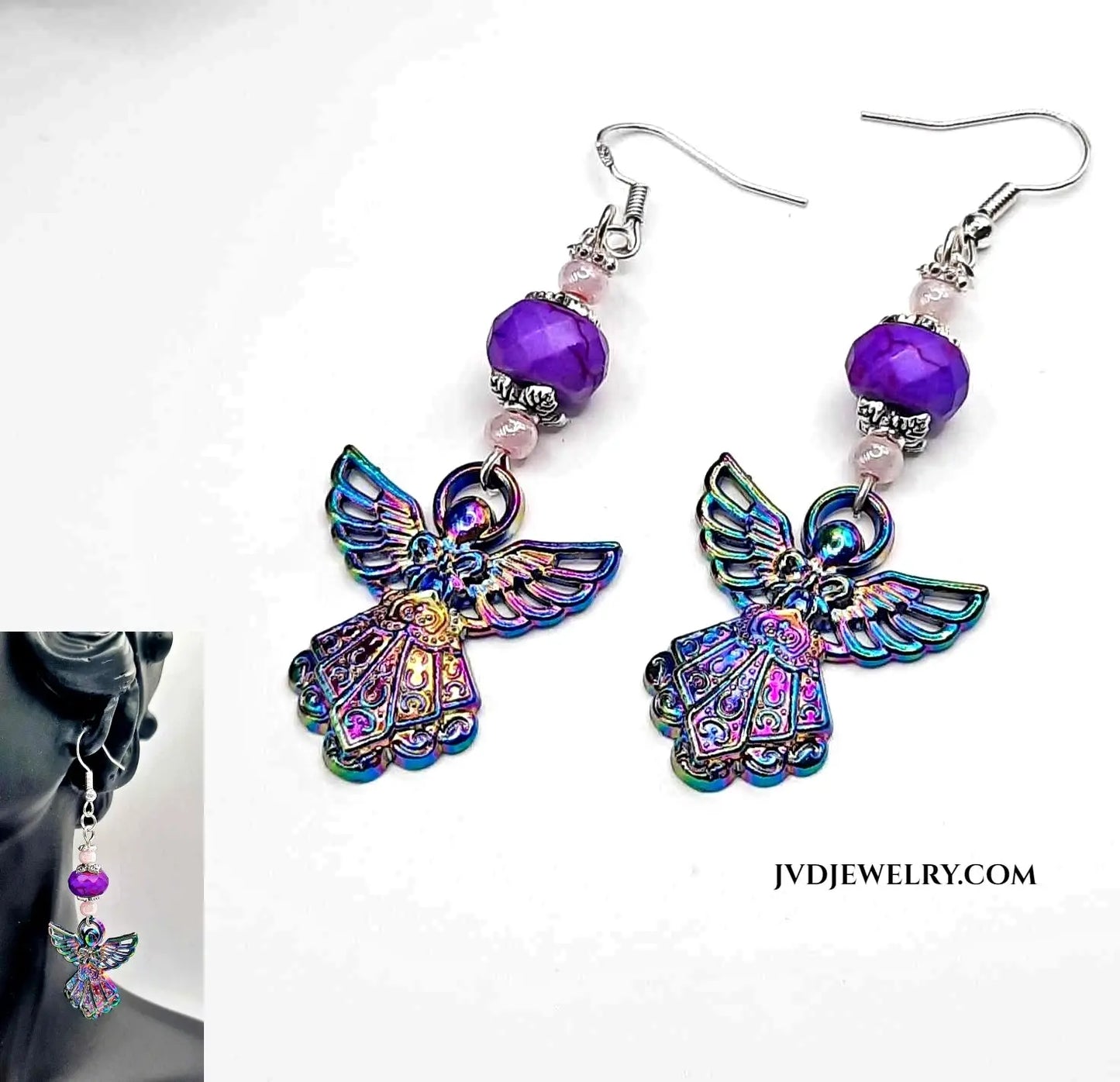 Ion plating rainbow angel earrings - Image #4