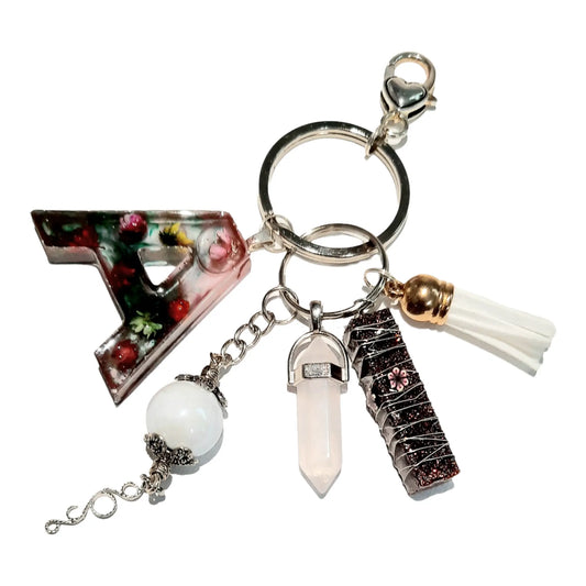 Letter initial resin dried flowers key chain accessories - Image #1