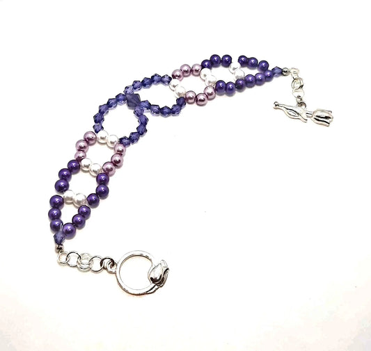 Glass pearl beaded bracelet purple - Image #1