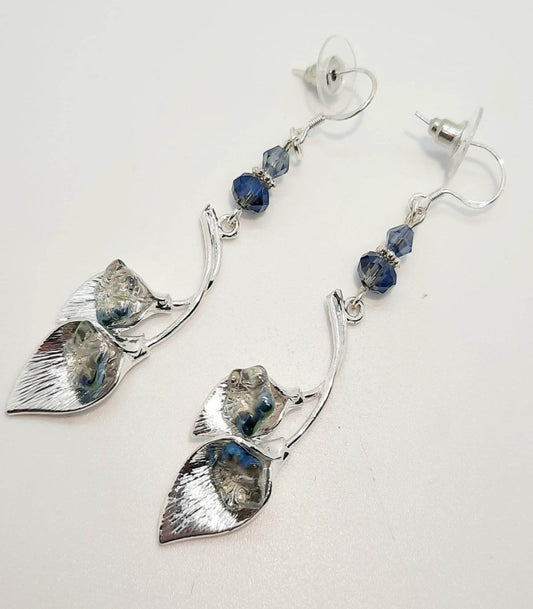 Cala Lily silver-plated earrings sterling ear hooks light blue Czech