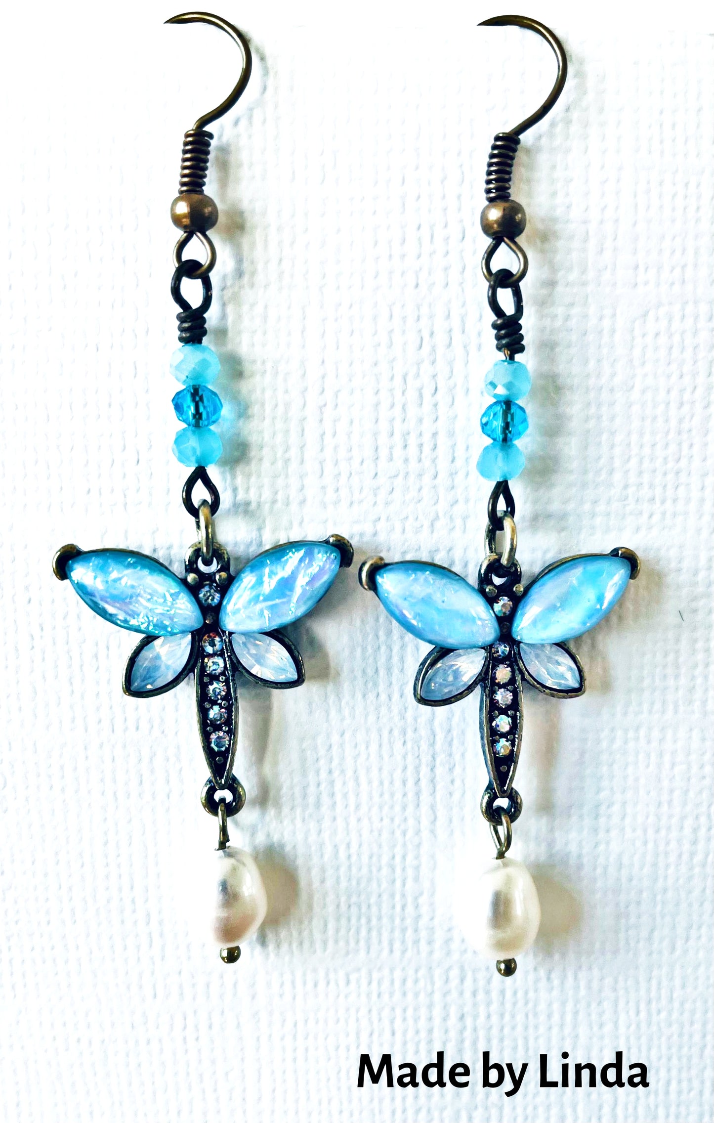 Blue dragonfly earrings By Linda