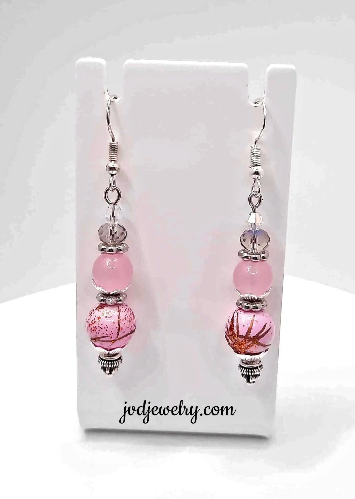 Light pink glass beaded Earrings - Image #1