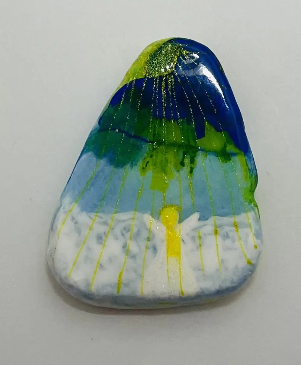 Hand painted angel rock by Linda - Image #1