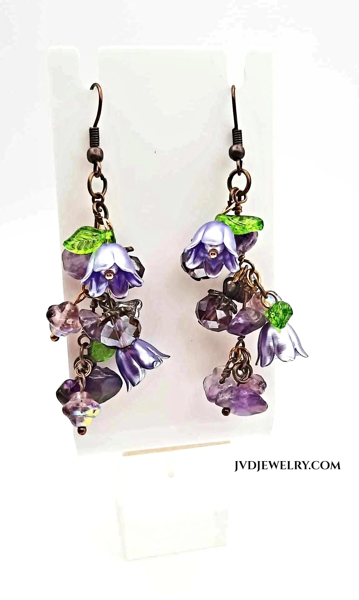 Flower earrings bronze lever back - Image #1