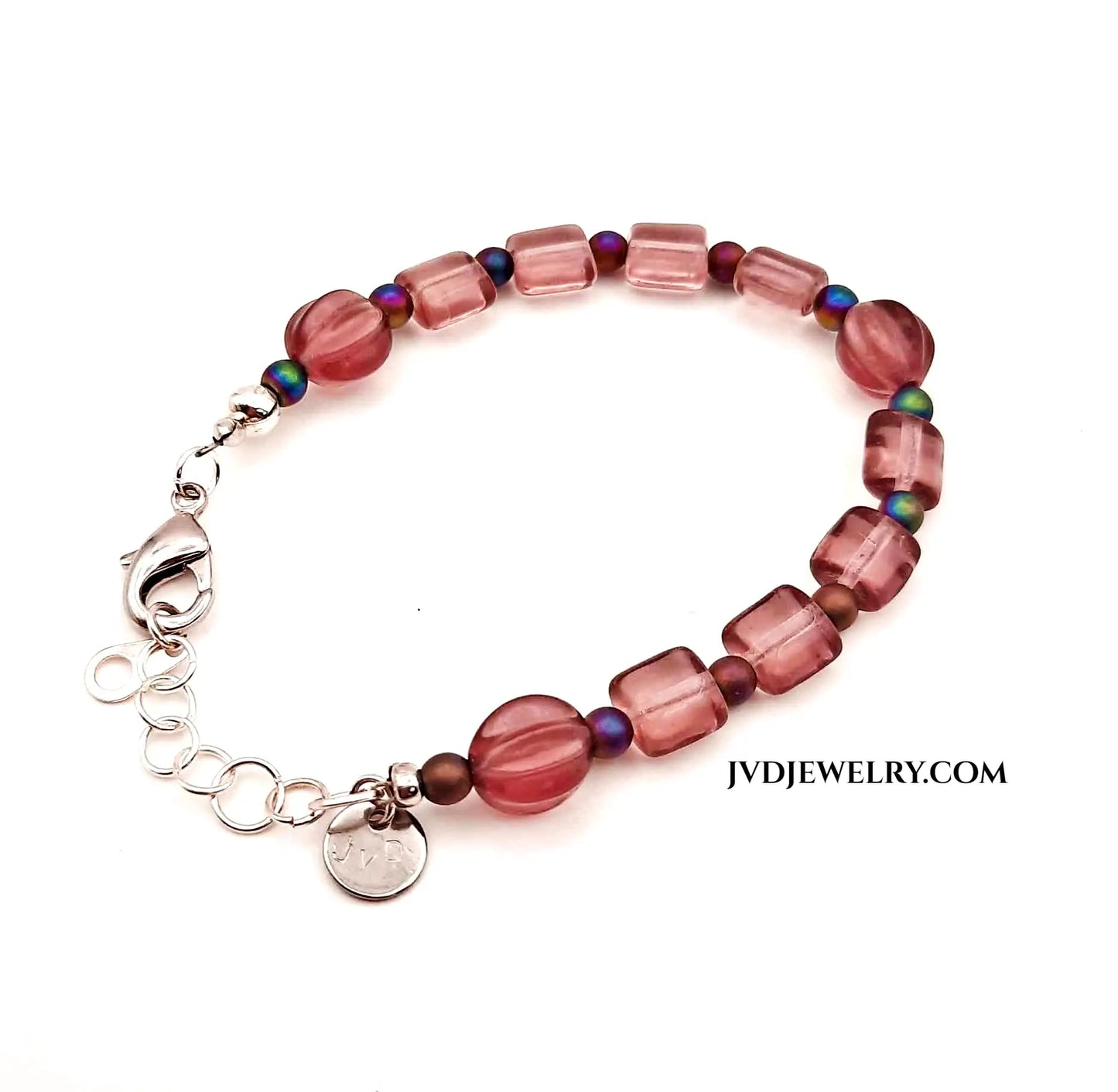Purple glass bead bracelet - Image #1
