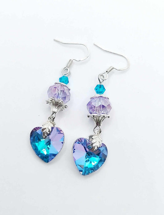 Iridescent Heart Glass Earrings