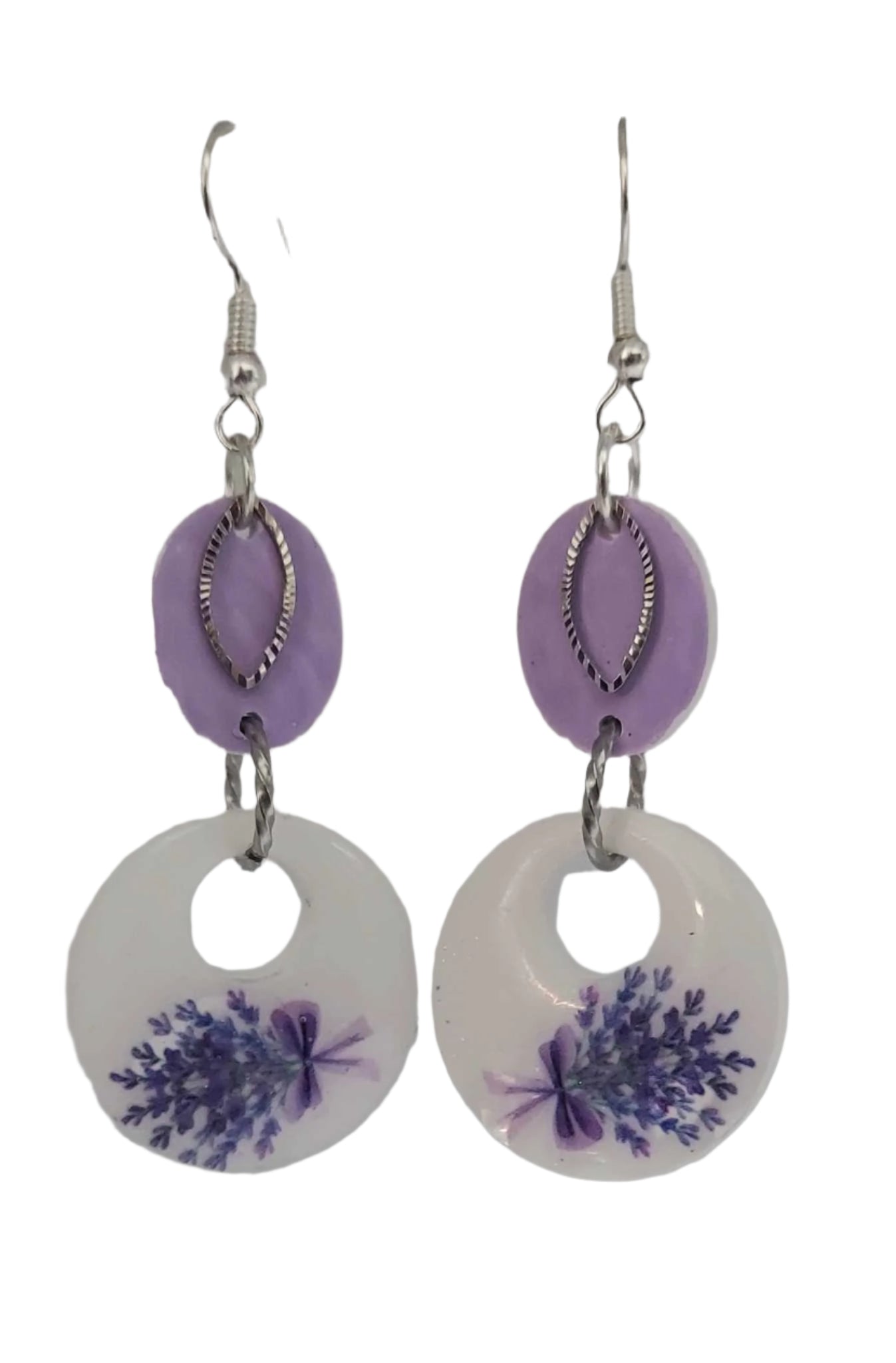 Fresh Bouquet Lavender Resin crete Earrings 2.25inches