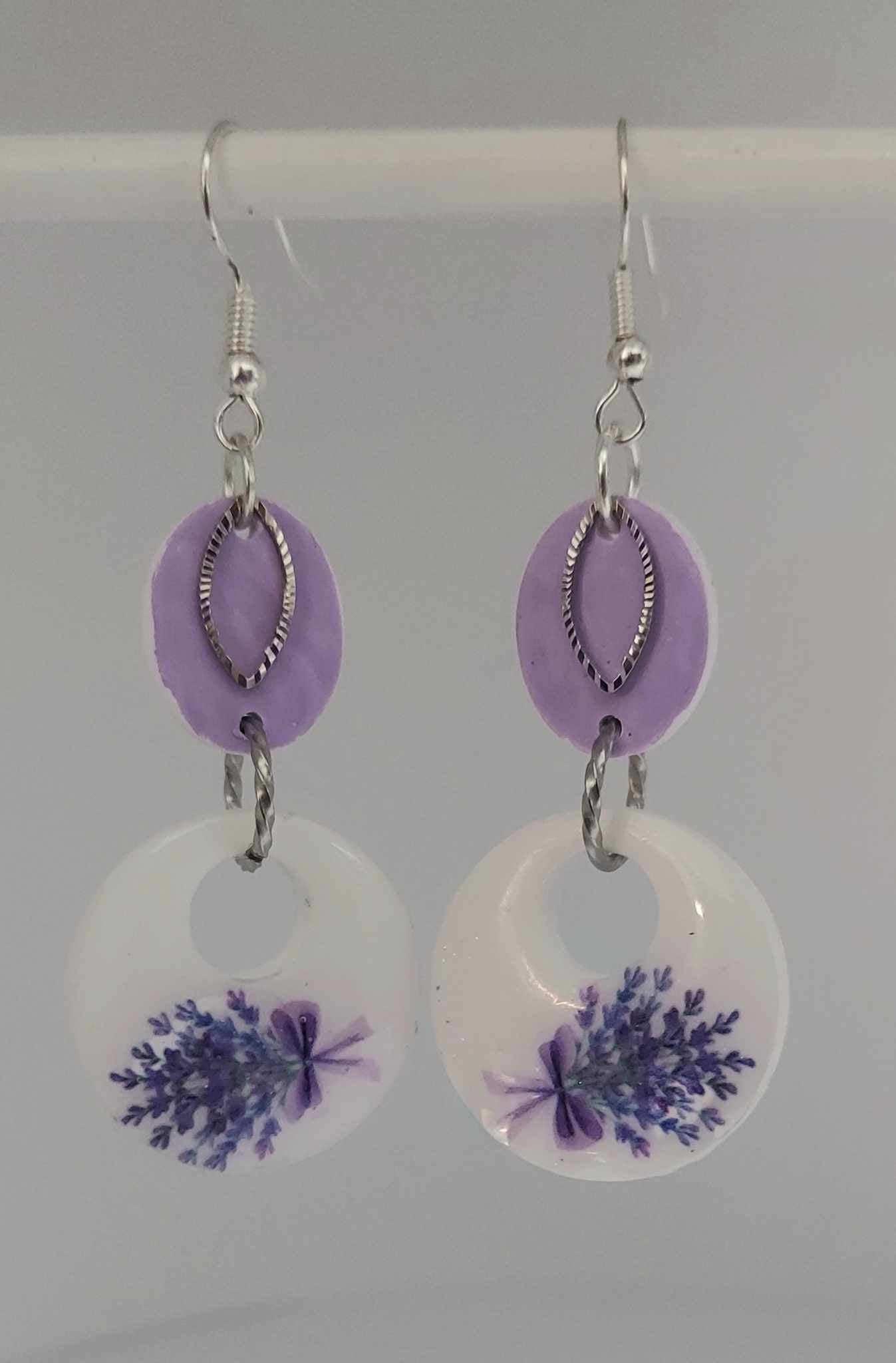 Fresh Bouquet Lavender Resin crete Earrings 2.25inches