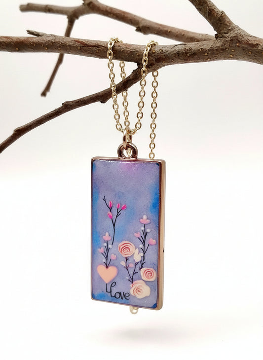 Handcrafted by JVd flower pendant Resin Necklace accesspories