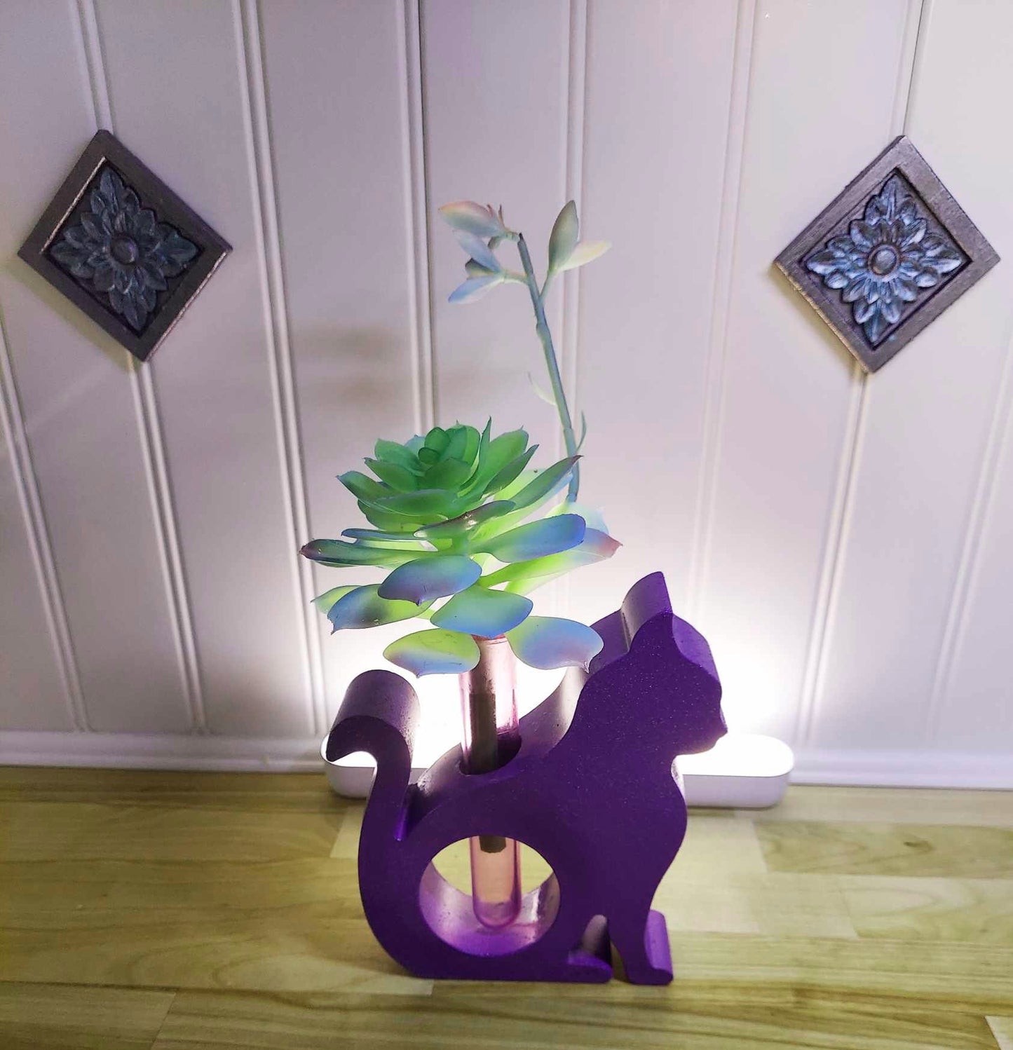 Purple Resincrete Statue Cat propagation tube Decor Accessories