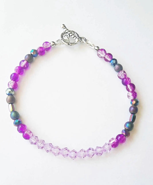 Delicate purple bracelet with crystals - Image #1
