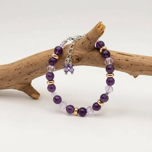 Amethyst Purple Stone Bead Bracelet