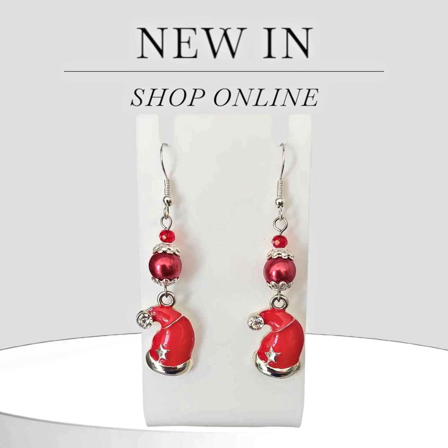 Cute as a button Christmas hat Earrings enamel