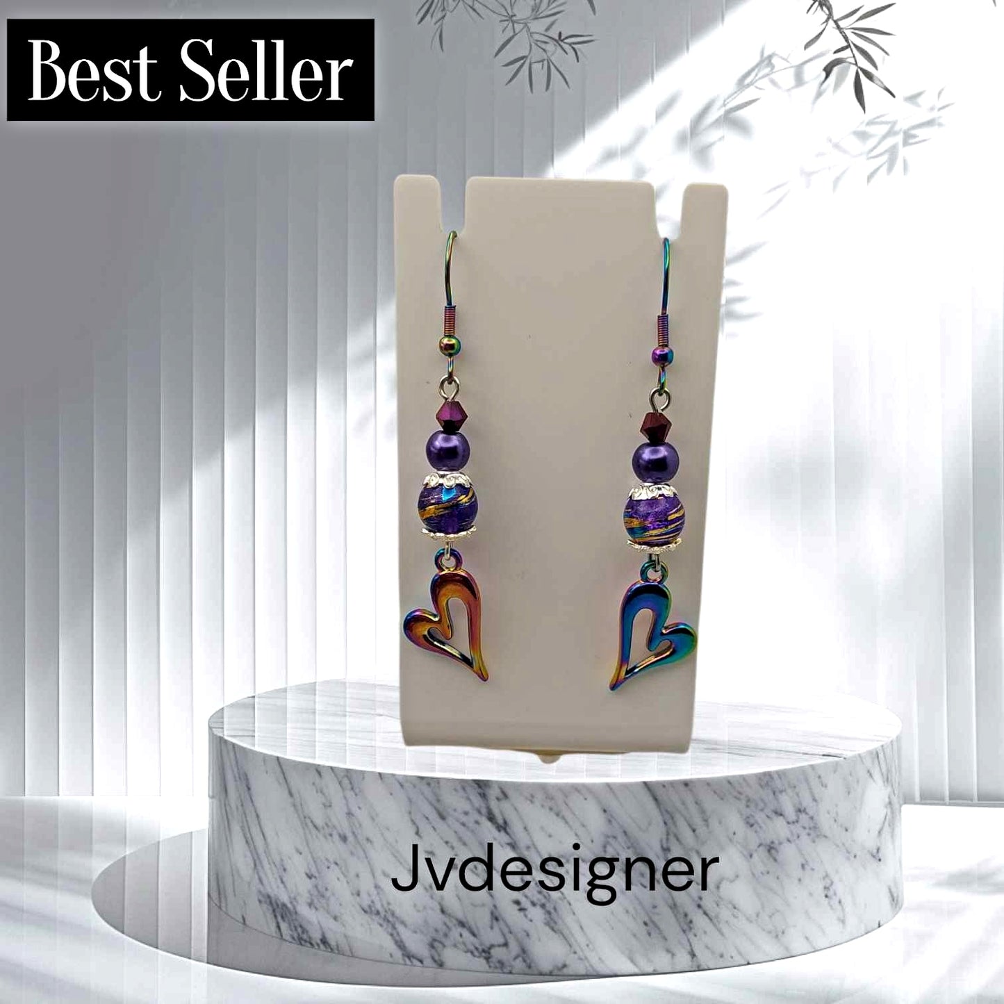 Rainbow color heart earrings