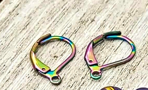 Rainbow color heart earrings