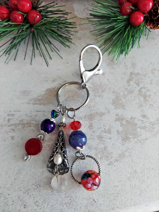 Key chain purse charm handmade silver heart hook Accessories