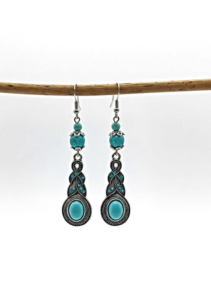 Vintage-Inspired Silver & Turquoise Dangle Earrings