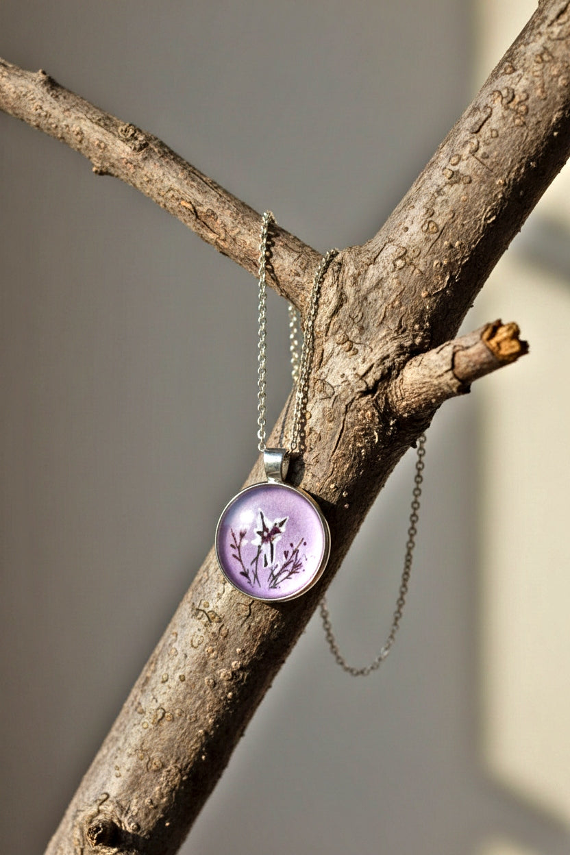 Flower 17" silver-plated chain Necklace